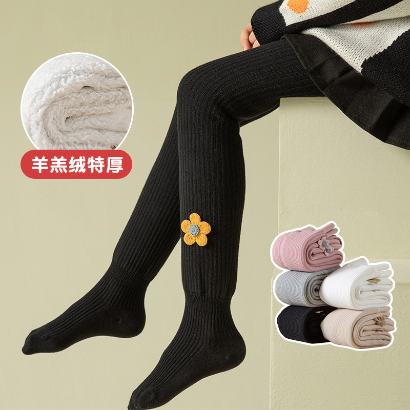 Nuevo Otoño e Invierno forrado de lana gruesa nube de terciopelo cálido desgaste exterior pantimedias de Bebé Pantalones calientes de las niñas pantimedias de los niños