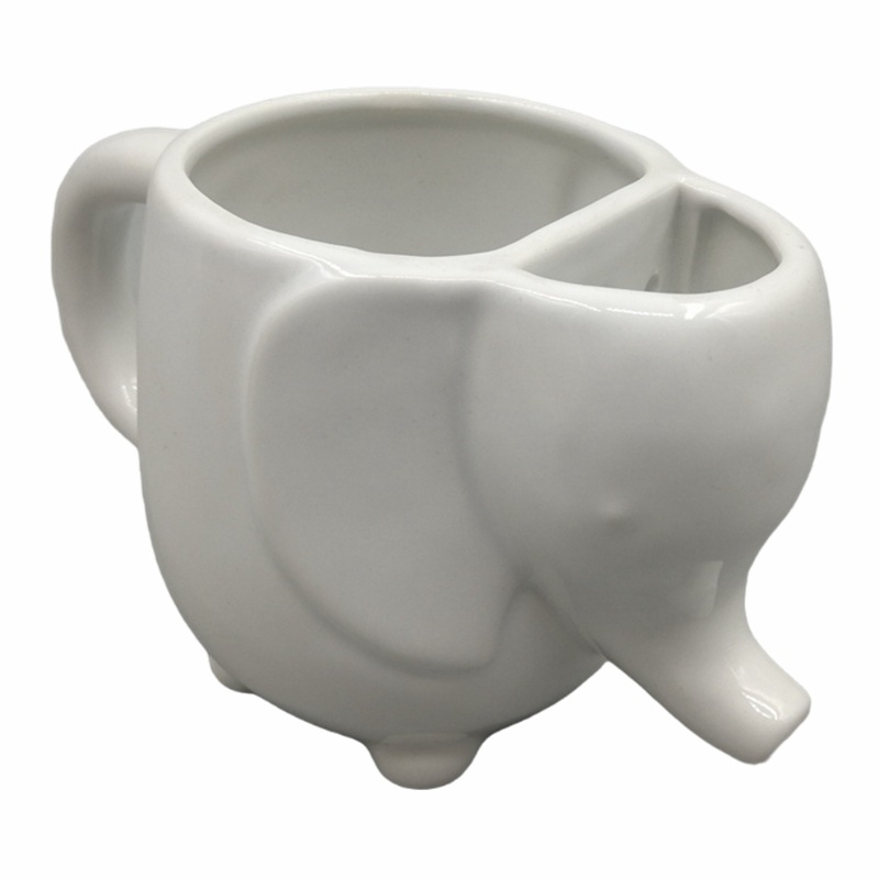 Taza de bolsa de té de cerámica de elefante blanco Taza de té de elefante de comercio exterior transfronterizo Taza de té de animales de venta caliente de Amazon personalizada
