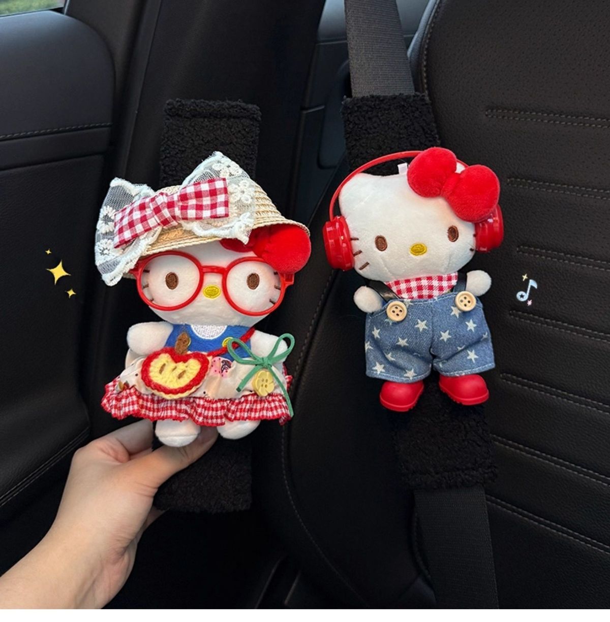 Car Hello Kitty Seatbelt Shoulder Pad Decoration, Cute and Wear-Resistant, High-End Feel, for Women and Couples