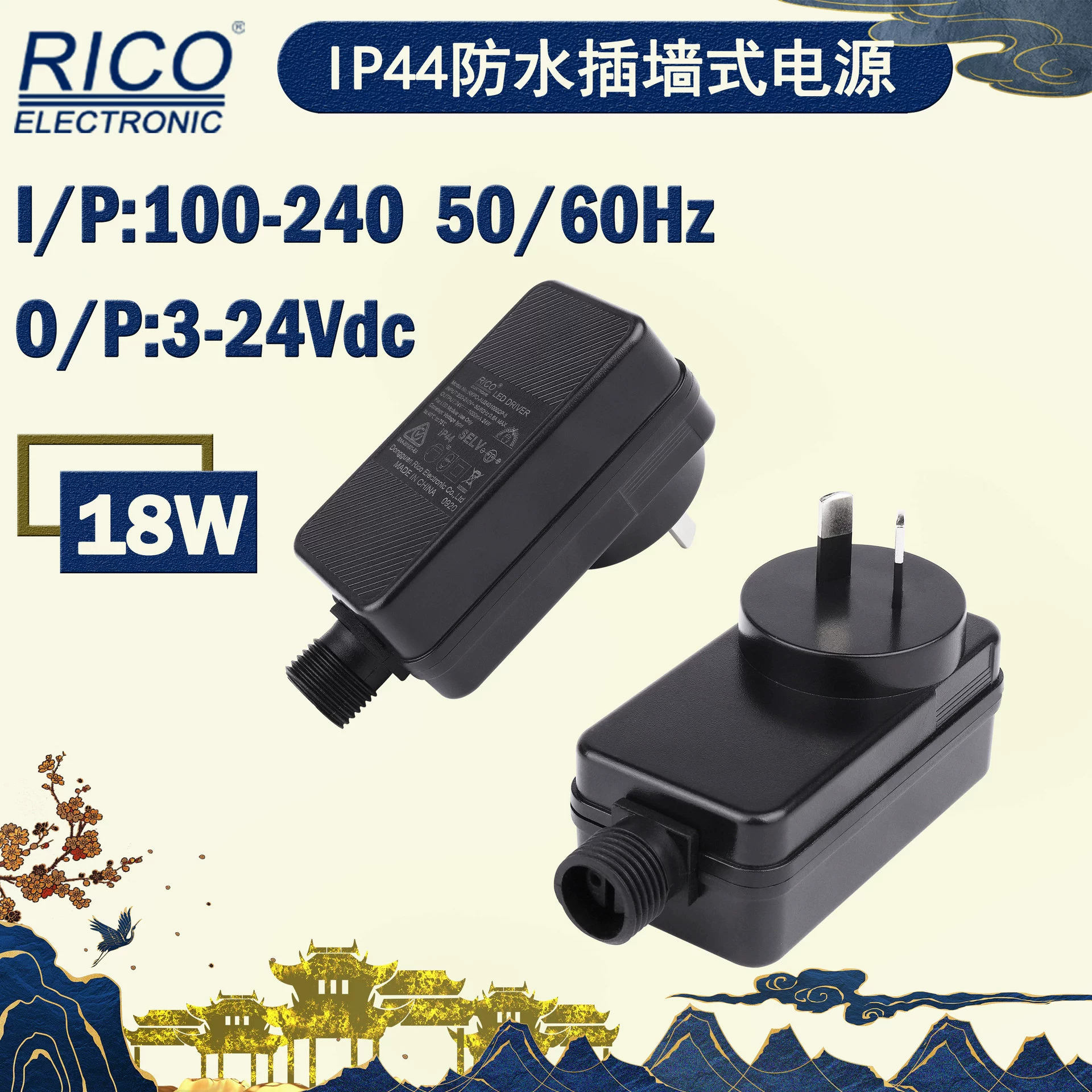 Боковой подключаемый водонепроницаемый Светодиодный настенный источник питания серии 3-42 Вт для помещений