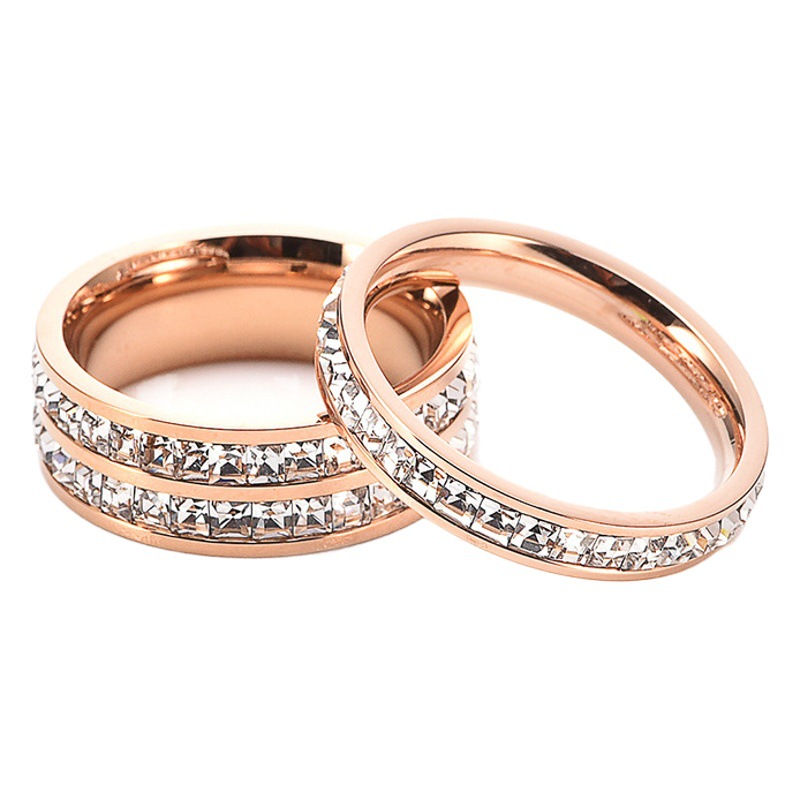 Men's and Women's Starry Sky Rings, Single and Double Circle Titanium Steel Non-Fading Diamond-Encrusted Couple Rings, Wholesale Non-Fading Rings