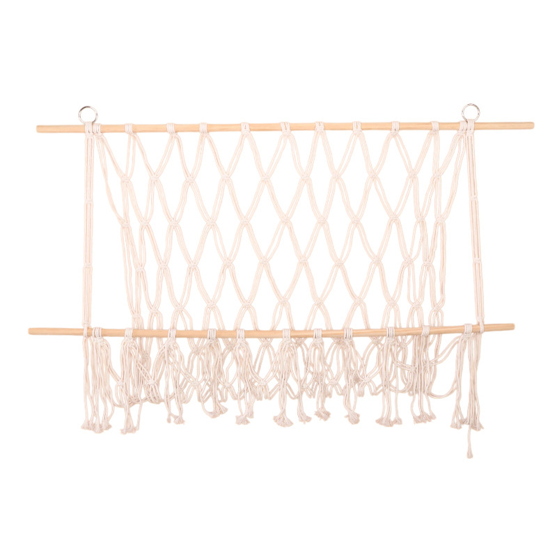 (2개) 스토리지 태피스트리 손으로 짠 코튼 로프 장난감 그물 가방 홈 벽 장식 선반 장난감 스윙 교수형 바구니