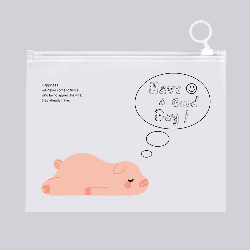 En stock al por mayor estudiante archivo de almacenamiento caja lápiz plástico transparente dibujos animados PE anillo cremallera ziplock bolso helado joyería