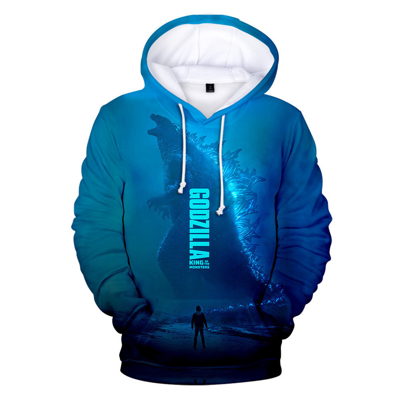 Cross-mirror e-commerce 3D sweater Godzilla dinosaur fashion men's and women's adult size hooded sweater hoodie Cross-mirror e-commerce 3D sweater Godzilla dinosaur fashion men's and women's adult size hooded sweater hoodie