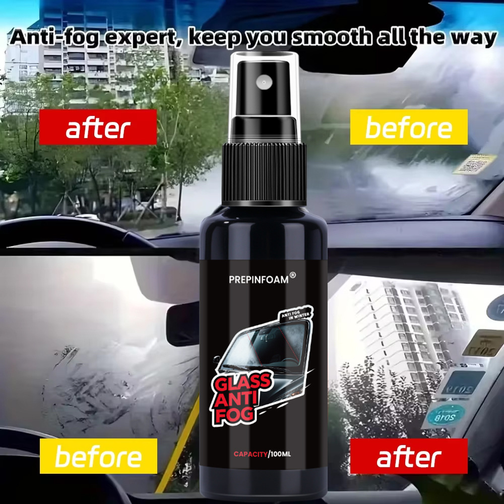 Prepinfoam-P33 Car Glass Front Windshield Window Anti-Fog Agent Rearview Mirror Defogging Spray Cross-Border Supply