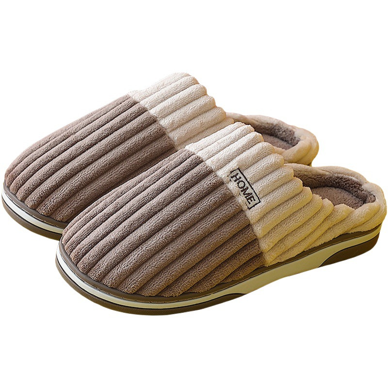 Pantuflas de algodón de talla grande para otoño e invierno, pantuflas de felpa para el hogar, cálidas, antideslizantes, de suela gruesa, para hombre en invierno.