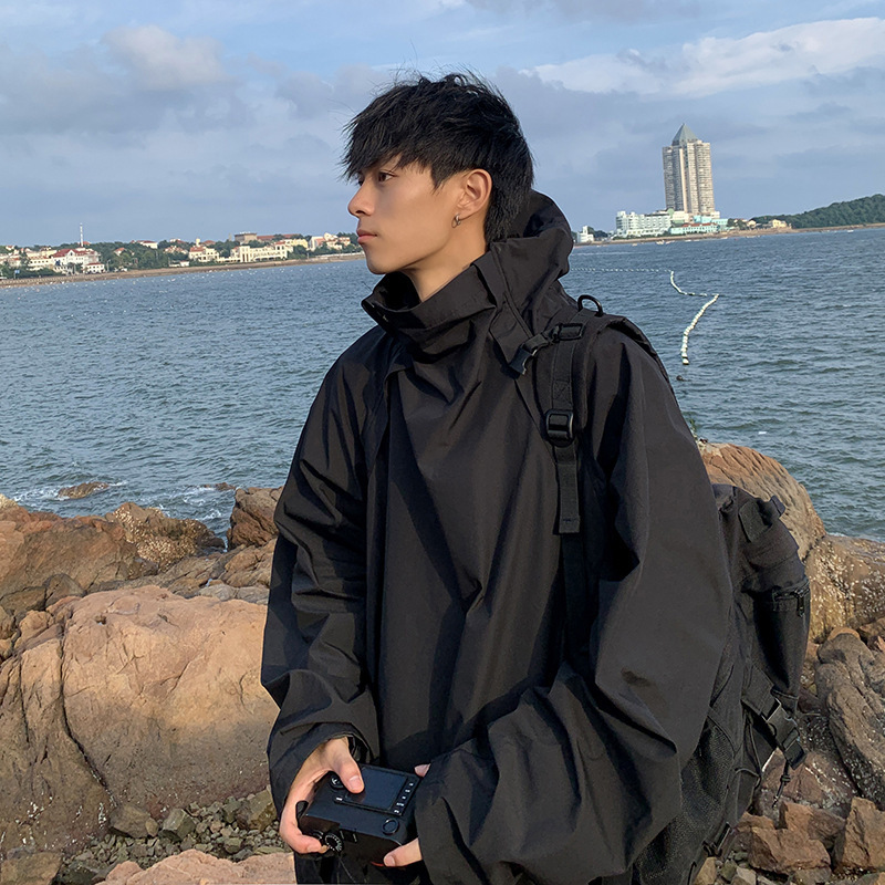 Black Warrior jacket men's spring and autumn fashion brand sangyan casual jacket trendy ins loose functional high street jacket