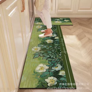 油画厨房地垫硅藻泥吸水吸油脚垫防滑耐脏地毯长条可擦门口垫家用