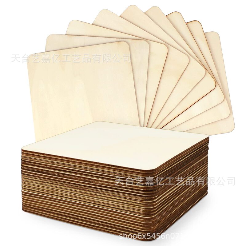 Rounded Corner Right-Angle Square Wooden Block Laser-Cut Square Plywood Wood Art Solid Wood