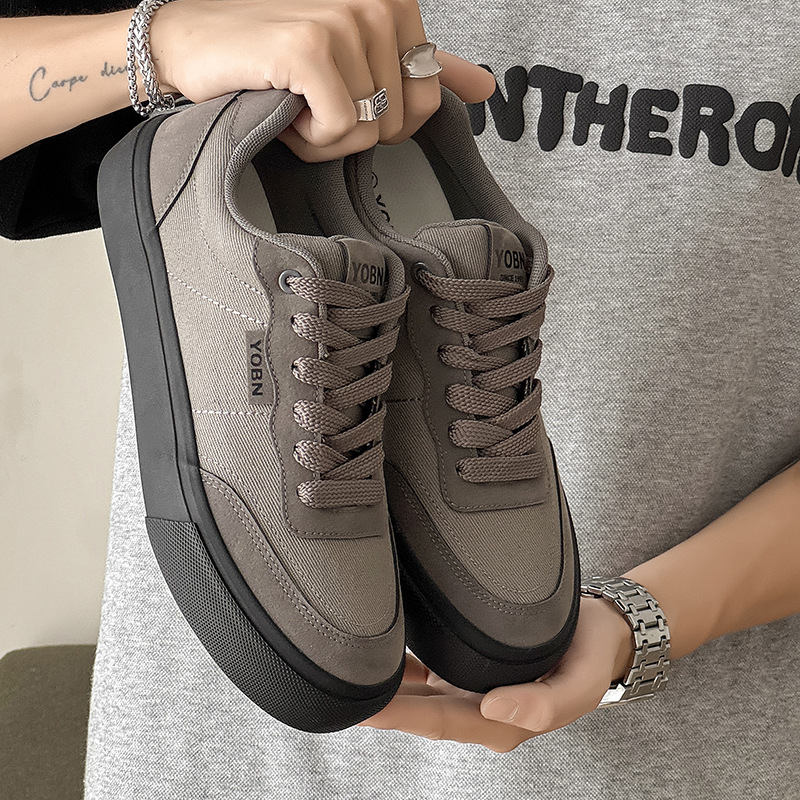 Men's Shoes 2025 New Autum Breathable Canvas Sports Retro Casual Thick-Soled Youth Trendy Popular Board Shoes