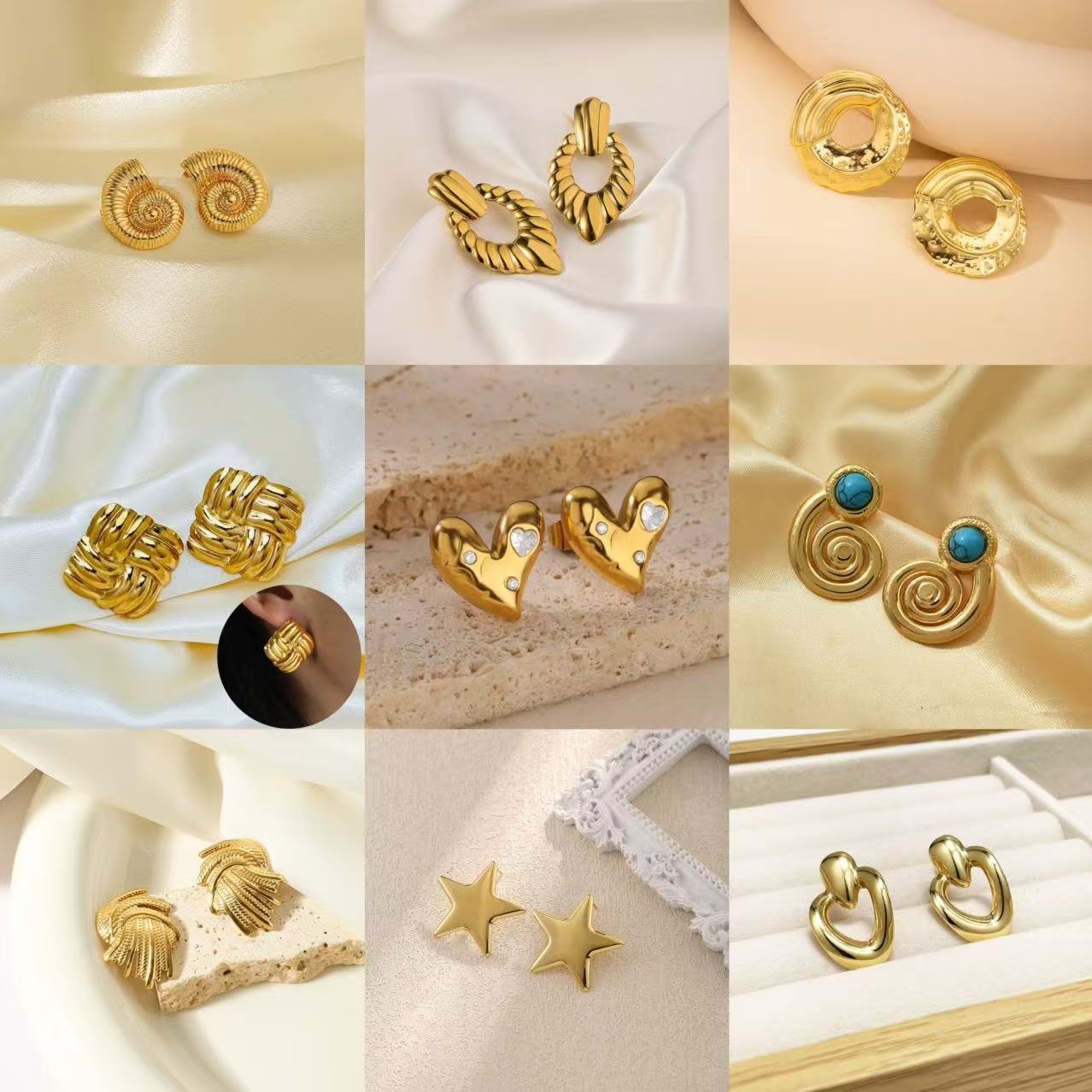 Retro geometric design fashionable earrings stainless steel…