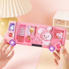 35296 Internet celebrity cartoon multifunctional stationery box for primary school students creative new children's large capacity pencil box for boys
