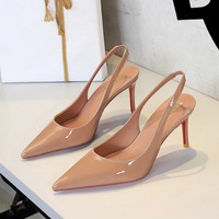 1362 style pointed fashion back empty shoes, simple high heels, patent leather high heels, women's shoes, shallow mouth slim single shoes, women's shoes