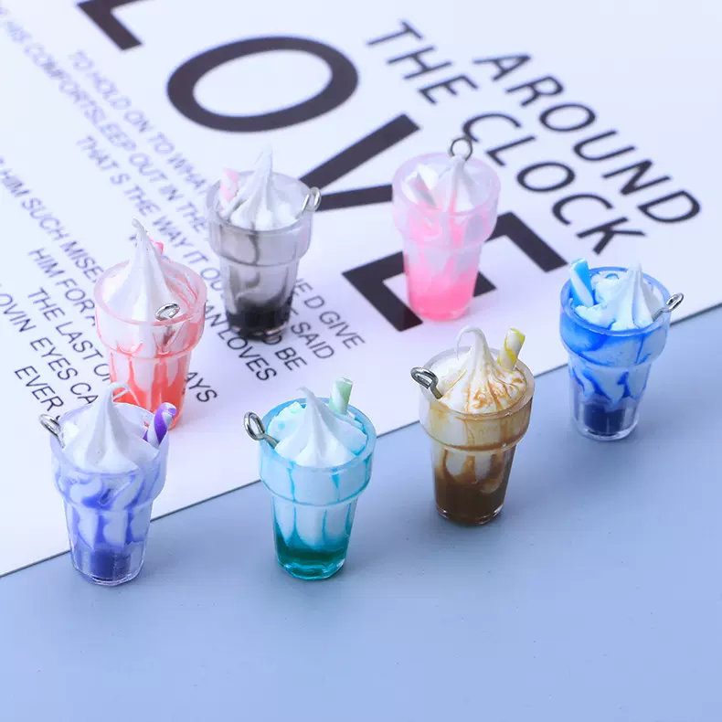 冰激凌吸管杯耳饰DIY装饰品项链材料奶油胶手机壳亚克力配件耳环