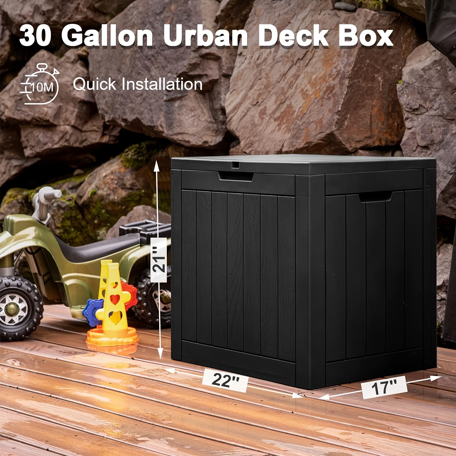 Caja de Almacenamiento Exterior de 30 Galones, Caja para Terraza |   Resistente a la intemperie