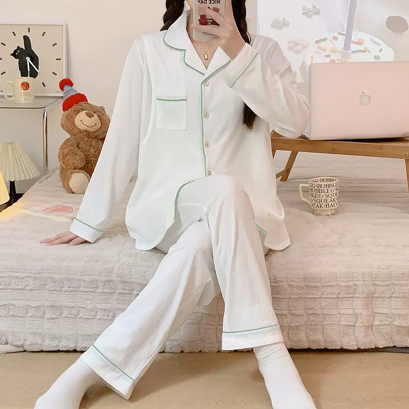 绉布棉新款月子服宽松纯色哺乳睡衣女春夏装产后喂奶衣孕妇套装