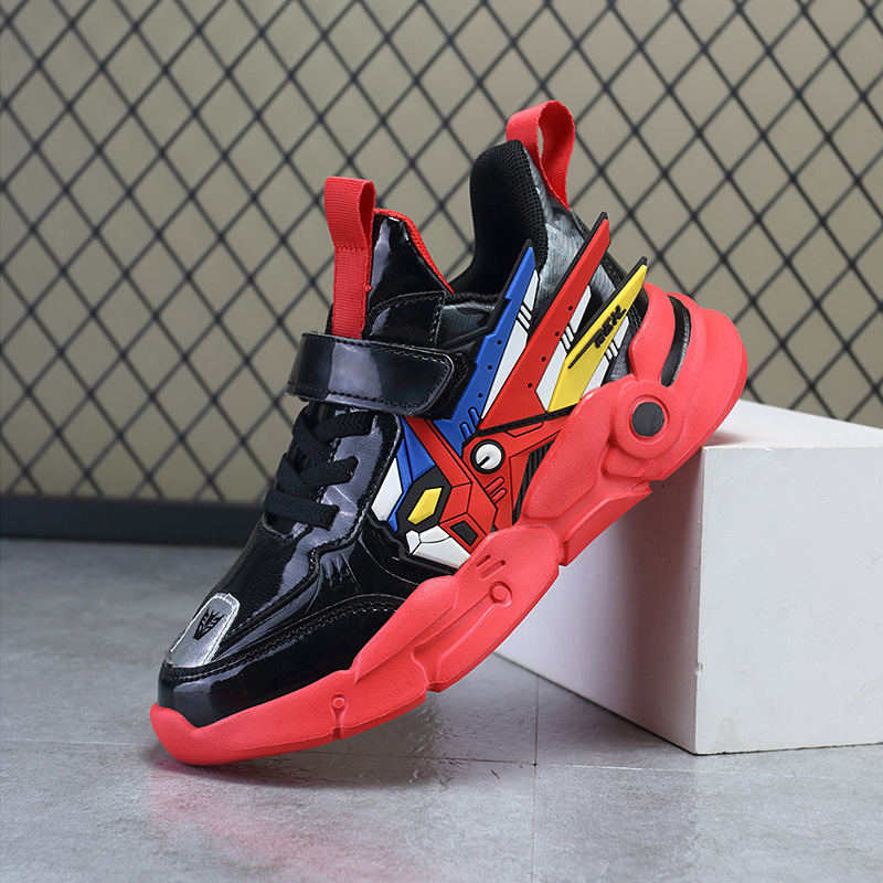 Niños 2023 primavera y otoño nueva moda cuero medio y grande niños zapatos para correr casual medio y grande niños zapatilla