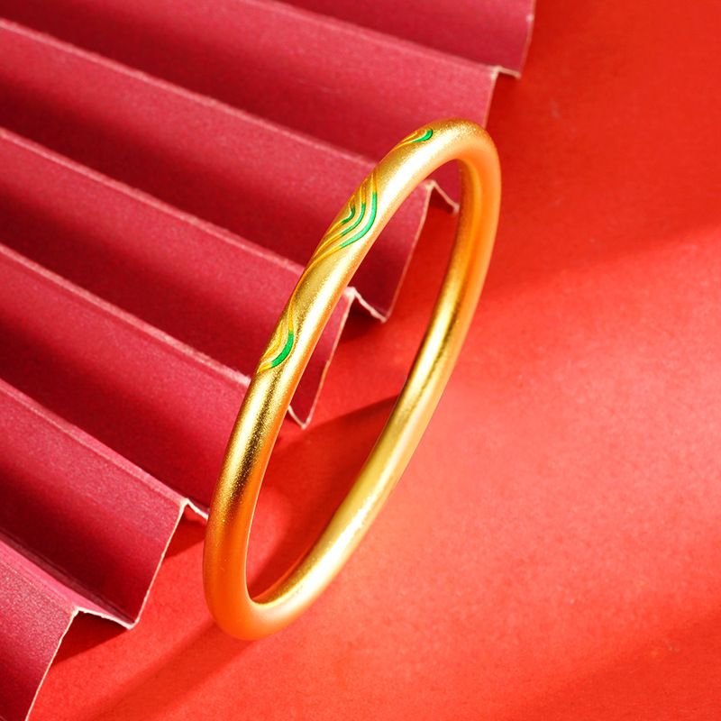 Pulsera antigua línea patrón Dunhuang tallado Vietnam arena oro pulsera aleación de cobre todo fósforo estilo antiguo accesorios estilo chino