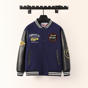 Spring and Autumn European and American Men's and Women's Fashionable Stars Same Style Jacket Motorcycle Jacket Heavy Industry Embroidered Couple's Collar Baseball Suit