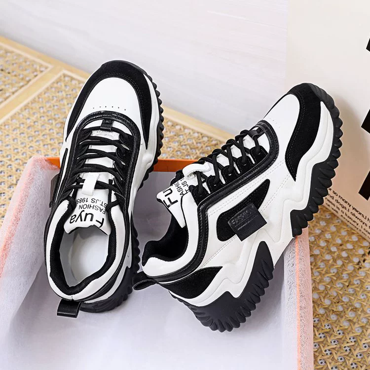 Кроссовки dad shoes (женские) корейский стиль 2025, контрастная шнуровка, ретро, осень–зима низкие