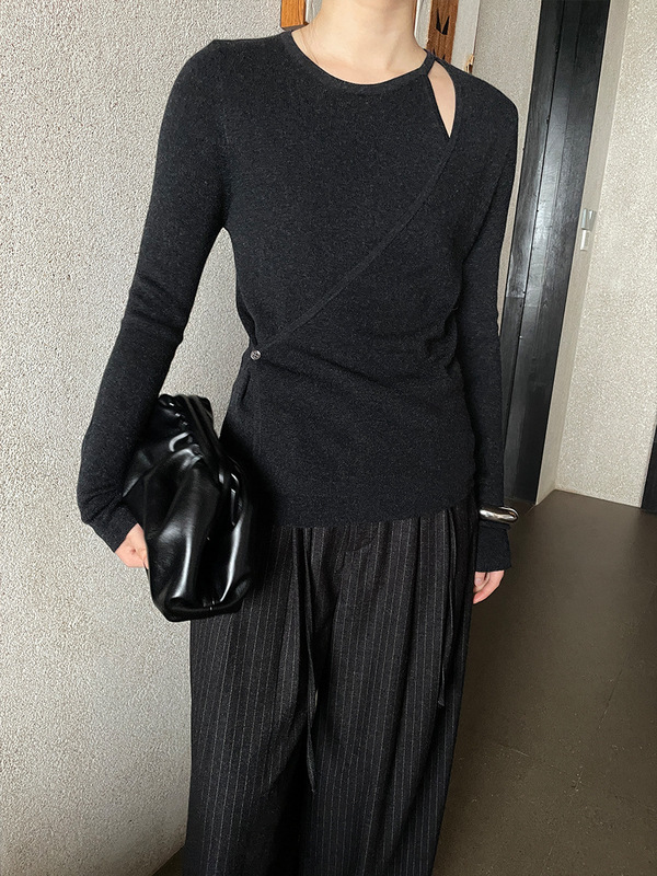 FONE简禾设计感假两件针织衫女2025秋季一片式时髦显瘦毛衣88193|undefined