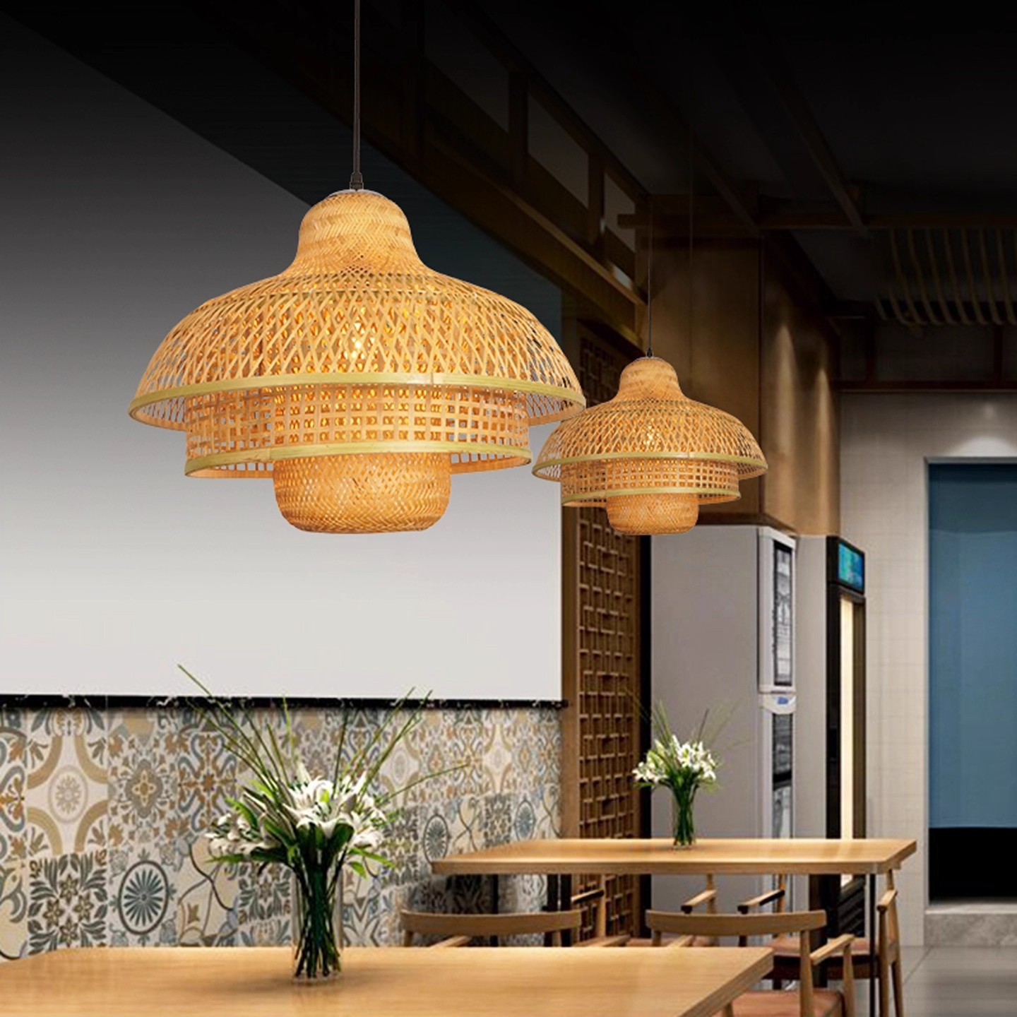 Lámpara de vidano de estilo japonés retro restaurante de mesa de comedor de estilo chino de estilo zen lámparas de sala de té