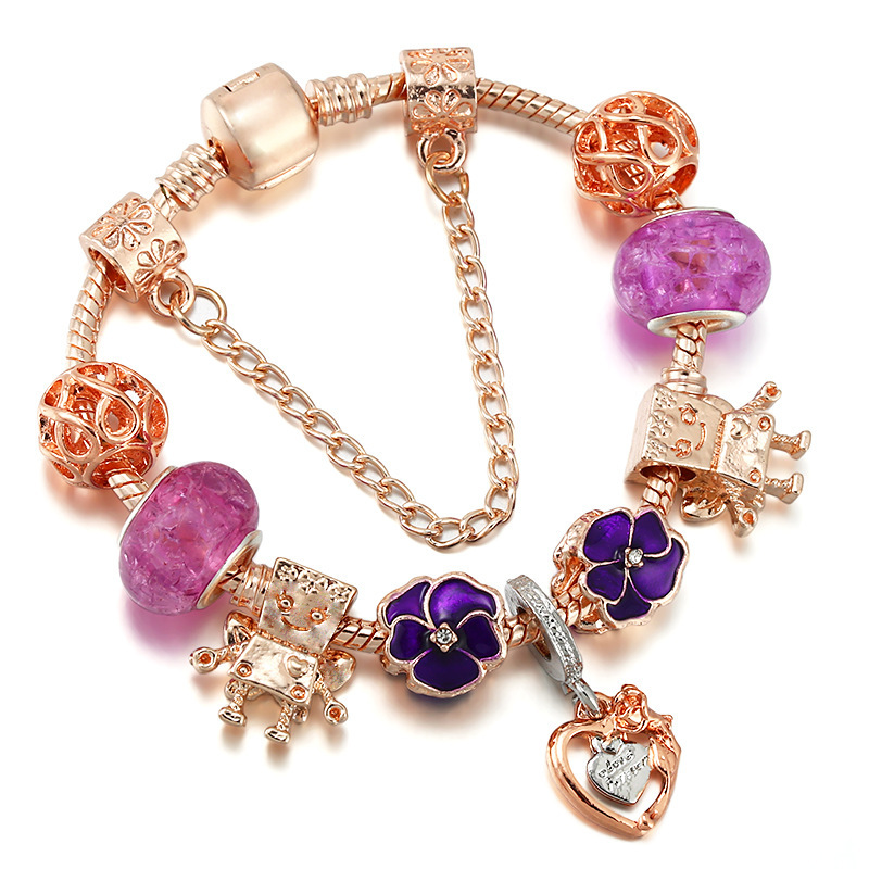 Classic Rose Gold Bracelet Flower Fairy Bella Flower Beaded Pendant DIY Bracelet Accessories Source Factory Wholesale Classic Rose Gold Bracelet Flower Fairy Bella Flower Beaded Pendant DIY Bracelet Accessories Source Factory Wholesale
