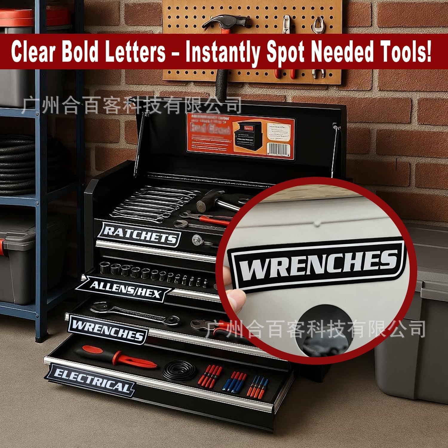 Cross-Border Hot-Selling Product: 12Pack of Magnetic Toolbox Labels for Magnetic Tool Box Storage