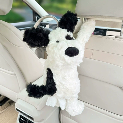Car tissue box/set Plush Doll Puppy Tissue Hanging - black-and-white-cute-puppy-hanging-style