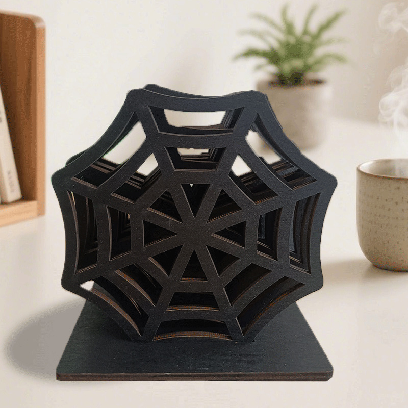 跨境新品Spider coaster特色蜘蛛网镂空木质杯垫厨房防烫隔热餐垫|undefined