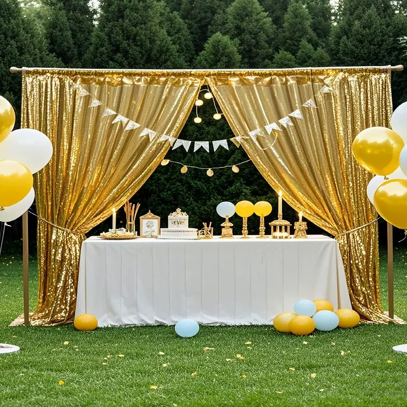 跨境亮片背景布窗帘 婚庆典礼宴亮片帷幔婚庆纱幔户婚礼拱门