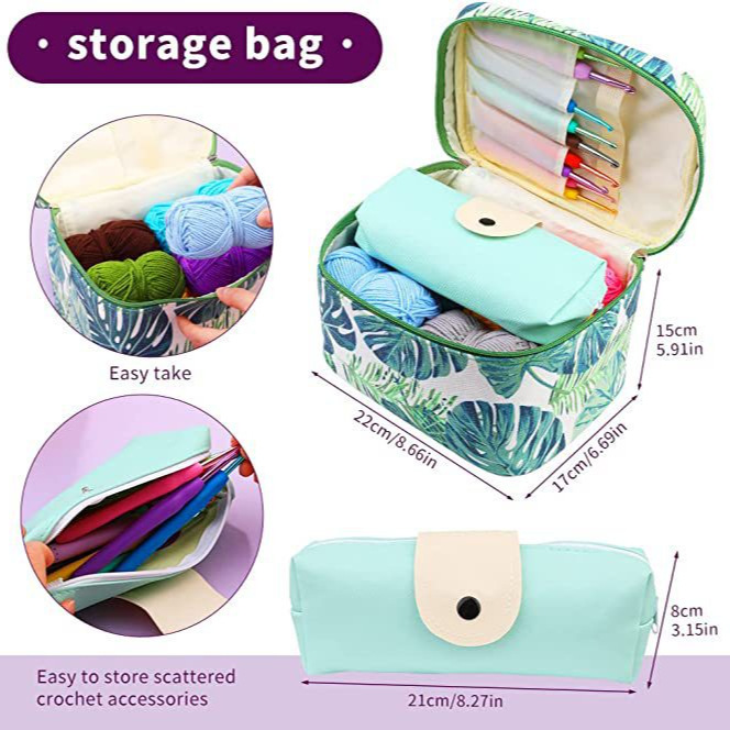 Cross-border 87-piece set principiante traje de ganchillo aguja de coser de plástico marca bolsa de almacenamiento herramienta de tejer accesorios