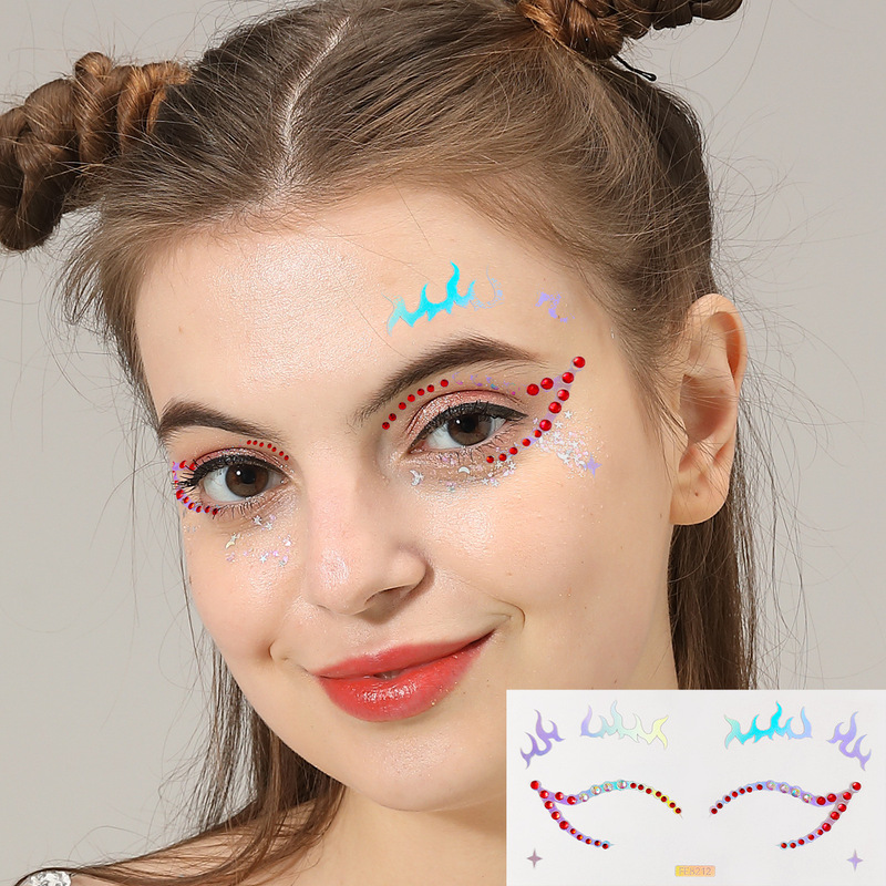 European and American Sexy Eyeliner Stickers Face Stickers Laser Silver Rhinestone Pearl Body Art Gemstone Foreign Trade Factory Wholesale