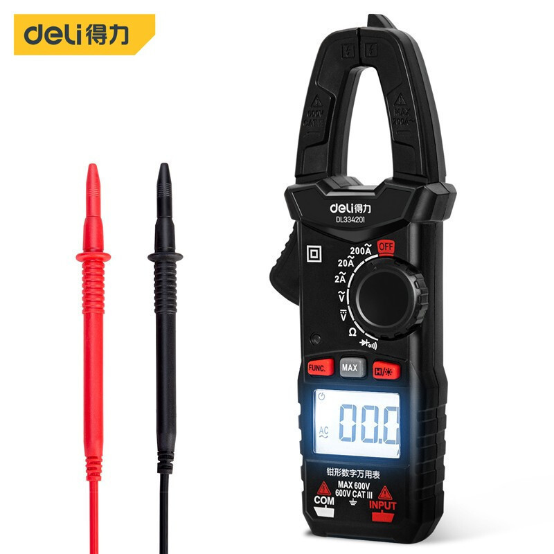 得力高精度钳形表数字电流表钳型钳流表交直流全自动多功能 数字