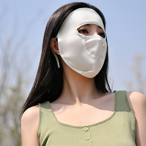 Princess Lulu Summer Sun Protection Nylon Ice Silk Face Mask for Women, Clip-on Cycling Mask, Non-Sagging, Sunshade, UV Protection, Face Bikini