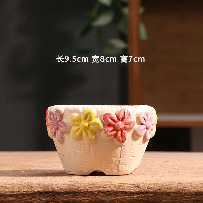 Cerámica pintada a mano, maceta de cerámica, balcón doméstico, cerámica gruesa, maceta de cerámica especial pequeña, al por mayor