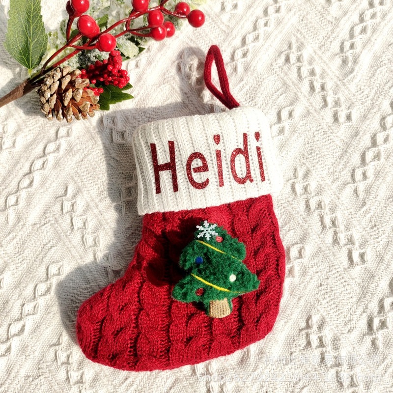クリスマスストラップクリスマスクリスマスストッククロスボーダーカスタム名前ニット靴下クリスマスツリー装飾ギフトバッグ|undefined
