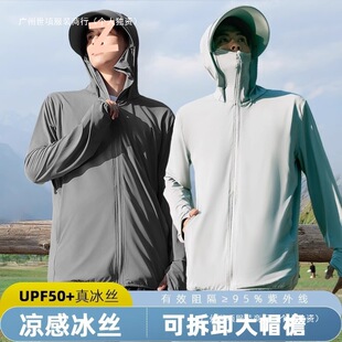 Outdoor Sun Protection Clothing Men's Summer Anti-Uv Ice Silk Hooded Fishing Sun Protection Clothing 2025 New Style
