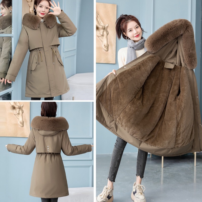 Women's winter parka new style slim-fit down cotton coat fashionable fur-lined integrated cotton jacket 2025 Women's winter parka new style slim-fit down cotton coat fashionable fur-lined integrated cotton jacket 2025