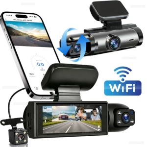 HD Gecə Görüşlü, 360 Dərəcə Üç-Lensli Avtomobil Videoqeydiyyatçısı