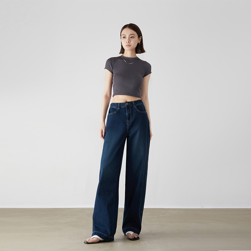 [Town Shop Pants] Giant Skinny Scimitar Jeans! High-grade Retro Blue Wide-leg Pants 6016