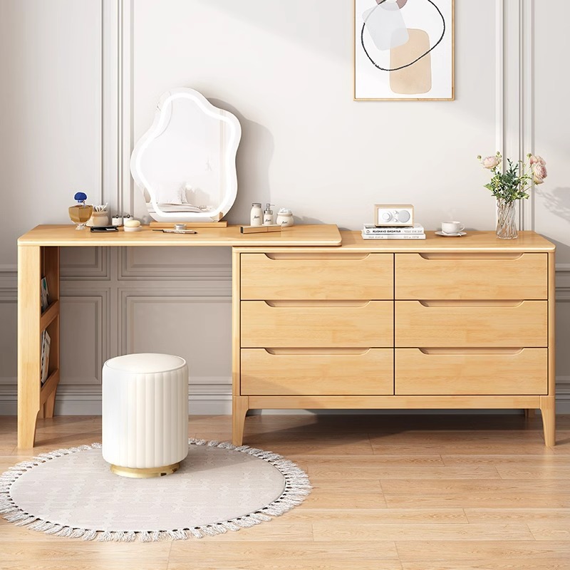Pecho de madera maciza de cajones tocador integrado dormitorio moderno minimalista mesa de maquillaje cama cola gabinete de almacenamiento mesa de maquillaje escritorio de la esquina