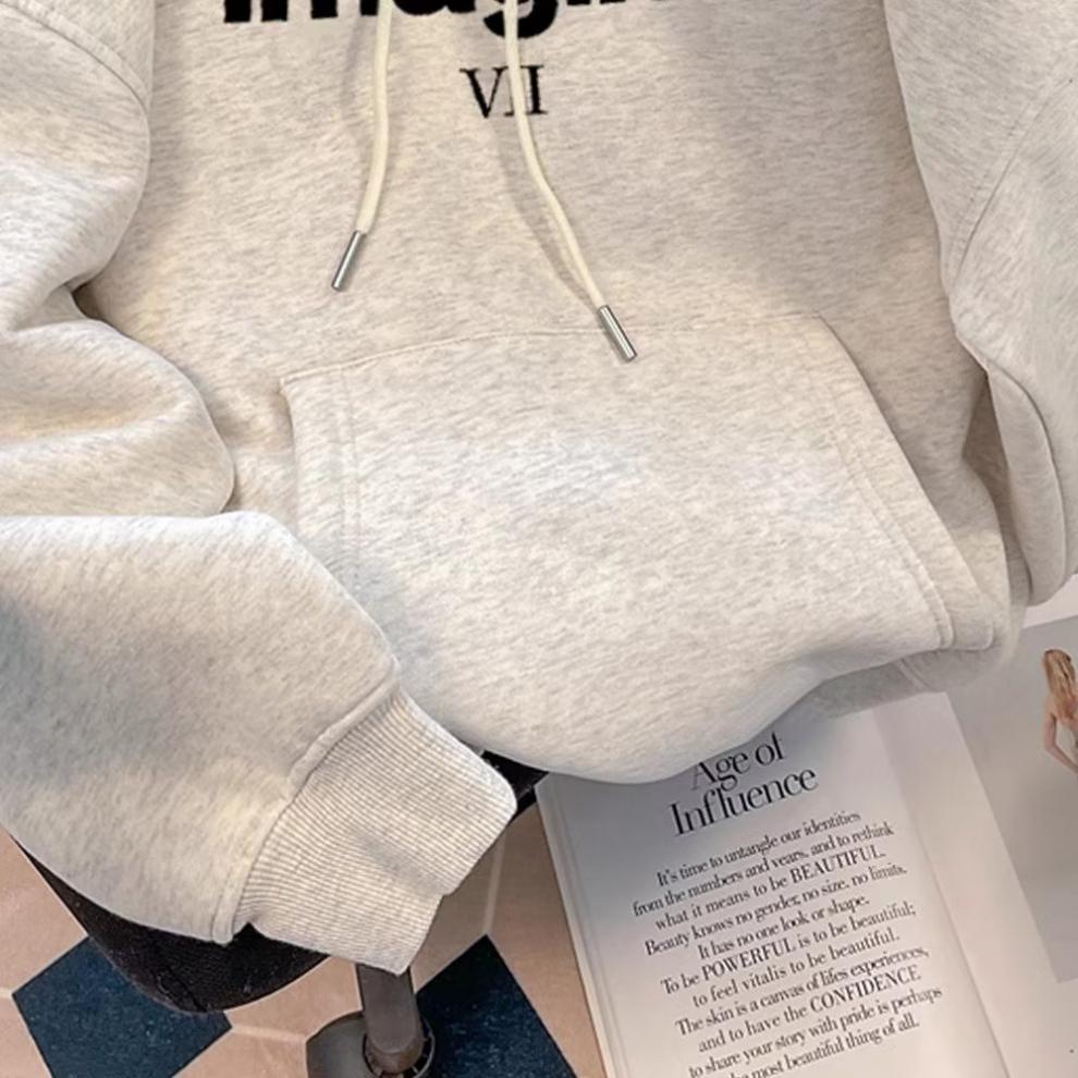Herren Fleece Kapuzenpullover Oversize Herbst Winter Weißer Hoodie_voghion.com