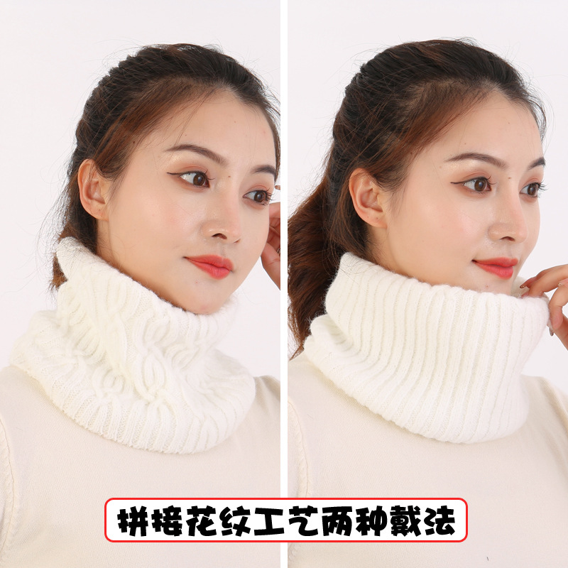 Nuevo hilo de Jersey de punto bufanda para mujer Otoño e Invierno estilo coreano versátil grueso cálido cuello protección color sólido bufanda collar falso