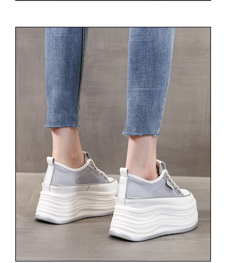 Giày sneaker nữ đế dày chunky mặt lưới thoáng khí phối trắng dễ mặc — Màu trắng bạc chi tiết 13