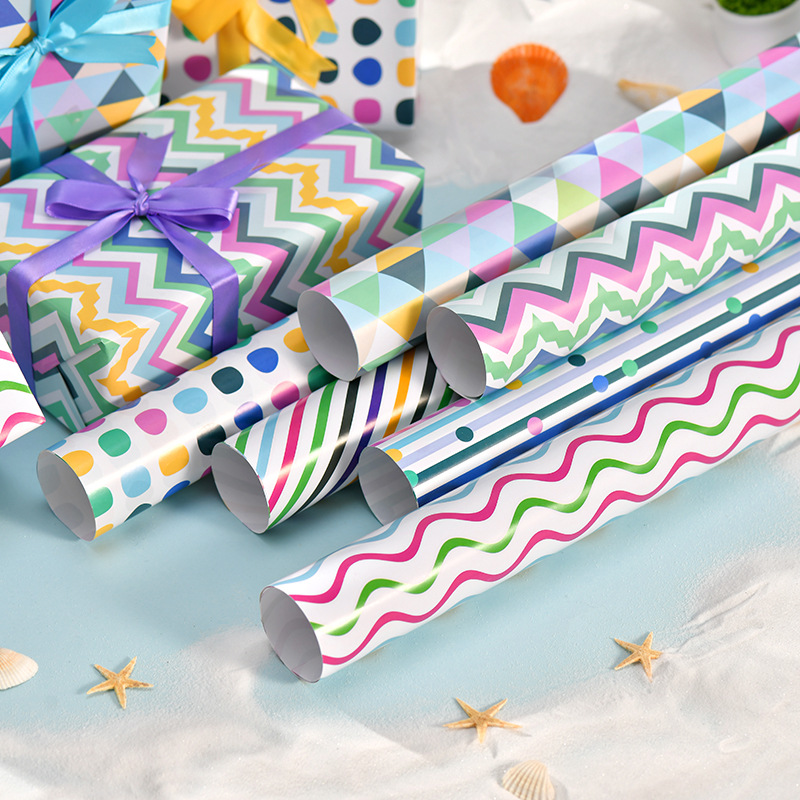 Amazon nueva colorida serie geométrica Día de San Valentín papel de regalo de cumpleaños papel de regalo de vacaciones papel de regalo al por mayor