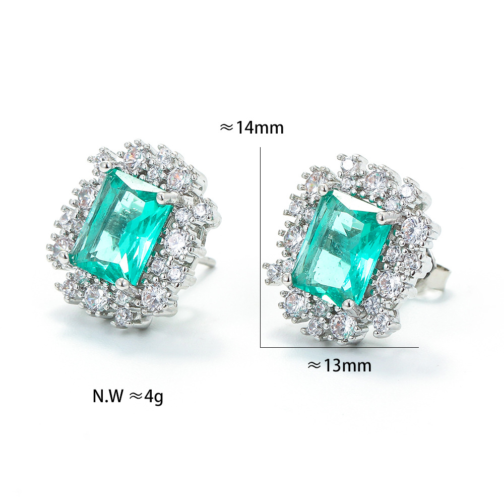 1 Pair Elegant Square Copper Inlay Zircon Ear Studs display picture 2
