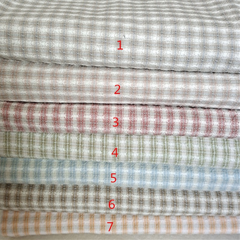A015棉质先染布组清新格子布水洗色织提花布料拼布