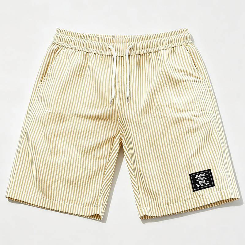 Men's Plaid Striped Sports Capri Pants Loose Fitting Plus Size Casual Summer Shorts_viptrois.com