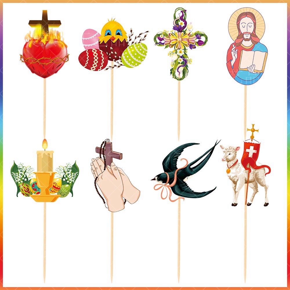 Amazon nueva decoración de Pascua Garland traje Él es resucitado Pascua bandera pastel tarjeta inserción